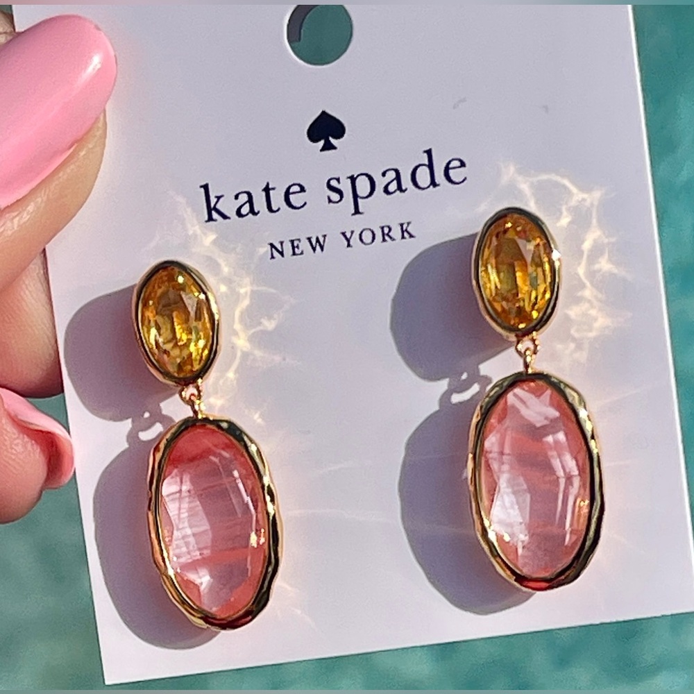 Kate Spade NWT Gorgeous Pink Drop Earrings Pink & Gold